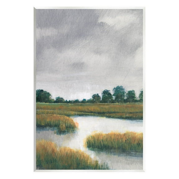 Stupell Industries Cloudy Rural Marsh Landscape Painting Unframed Art Print Wall Art, Design by Tim OToole