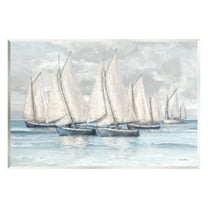 Stupell Industries Cloudy Sailboat Fleet Transportation Painting Unframed Art Print Wall Art, 15 x 10