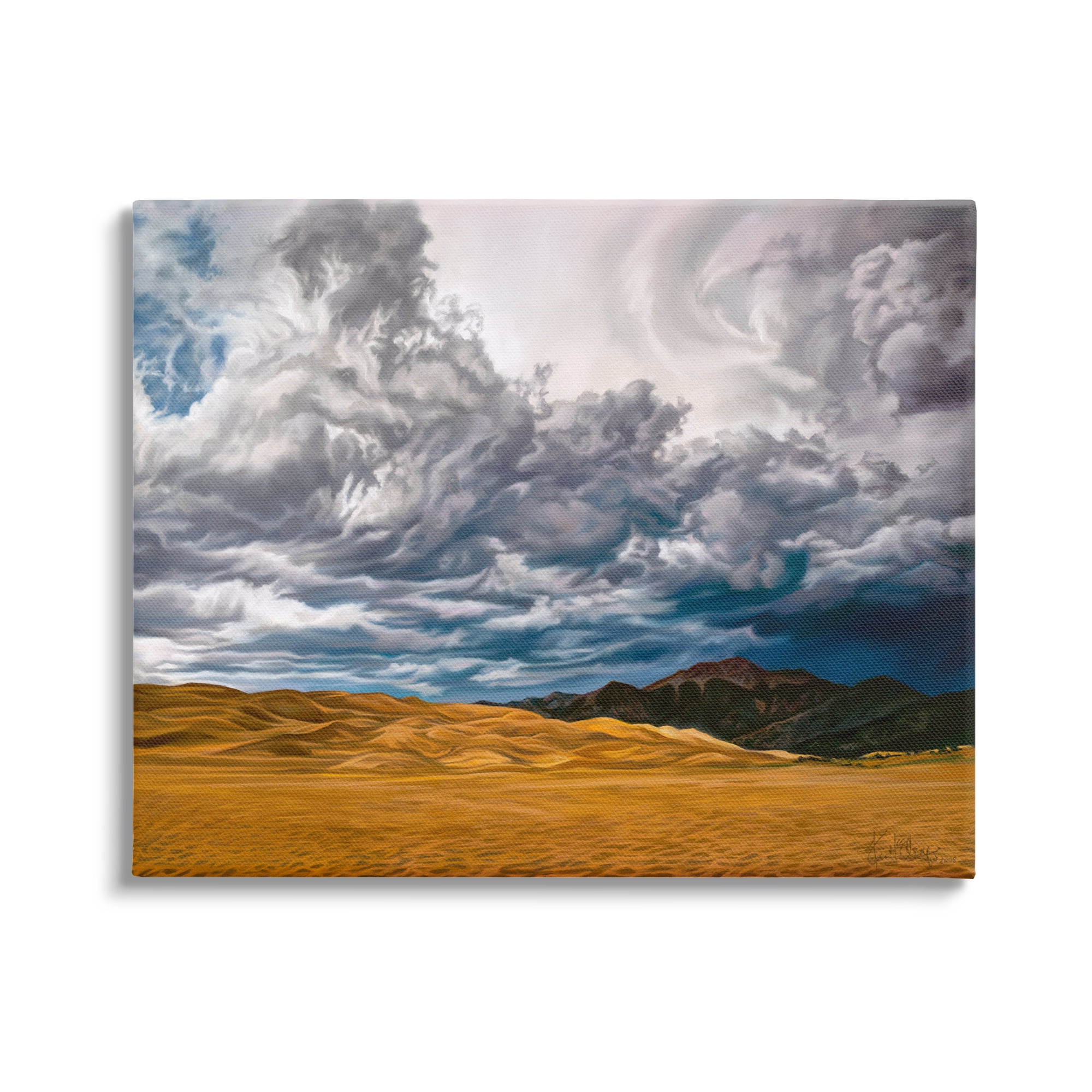 Stupell Industries Cloudy Sand Dunes Landscape Painting Gallery Wrapped Canvas Art Print Wall Art, 20 x 16