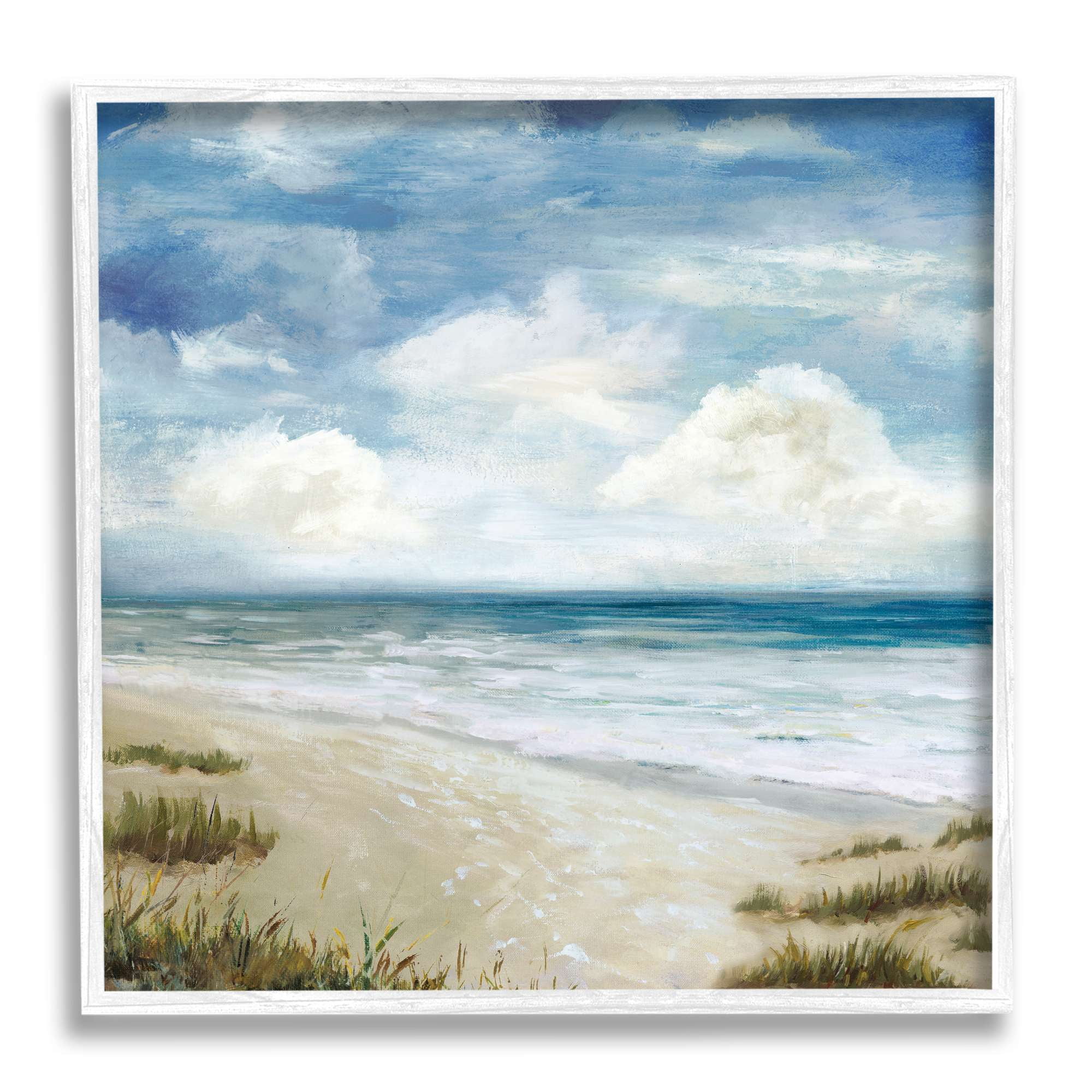 Stupell Industries Cloudy Sky Beach Coast Landscape White Foam Tide, 12 x 12, Designed by Carson Lyons