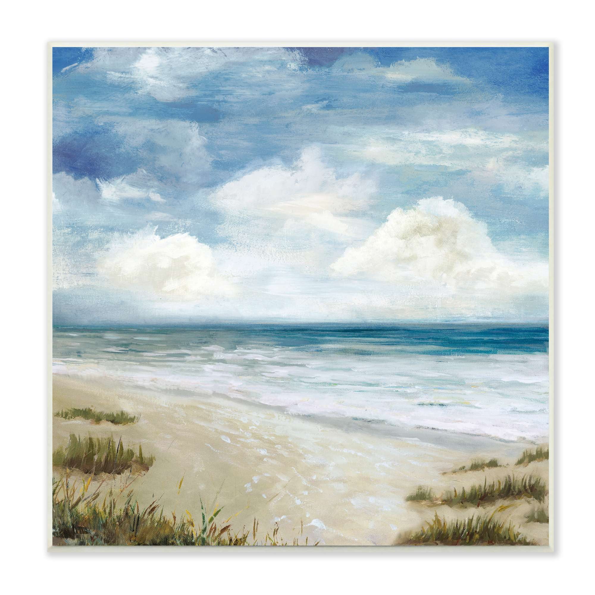 Stupell Industries Cloudy Sky Beach Coast Landscape White Foam Tide, 12 x 12, Designed by Carson Lyons