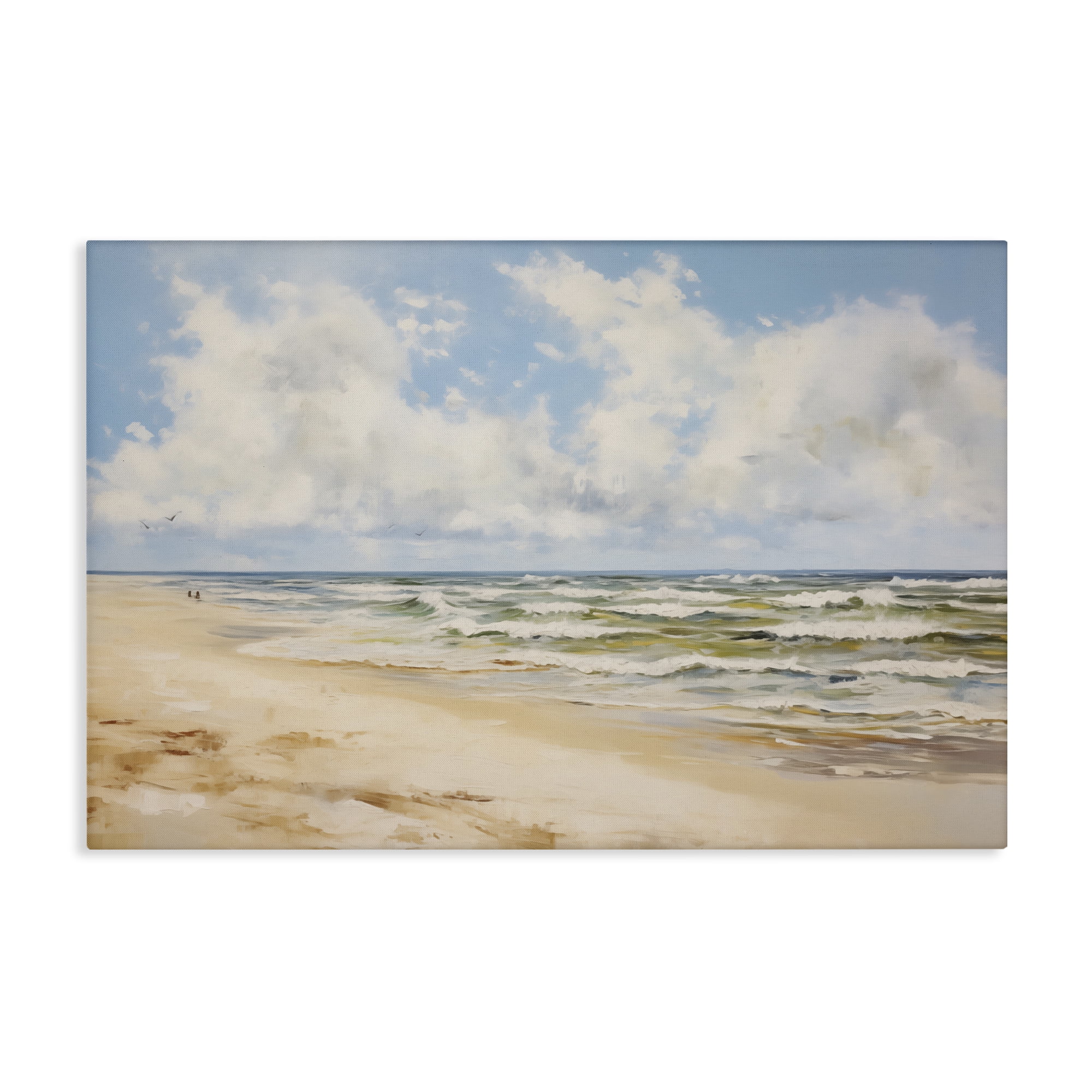 Stupell Industries Cloudy Summer Beach Nautical & Beach Painting Wrapped Canvas Art Print Wall Art, 36 x 24