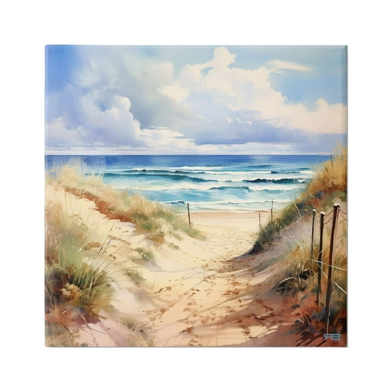 Stupell Industries Cloudy Summer Coast Landscape Painting Gallery Wrapped Canvas Art Print Wall Art, 36 x 36