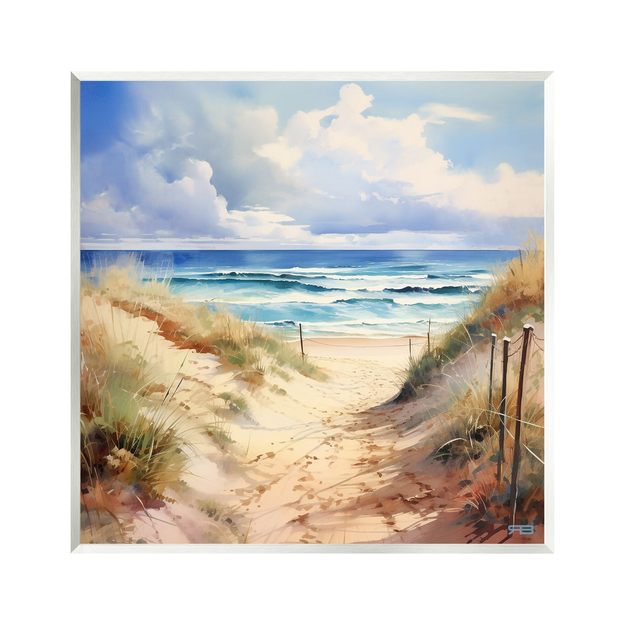 Stupell Industries Cloudy Summer Coast Landscape Painting Unframed Art Print Wall Art, 12 x 12
