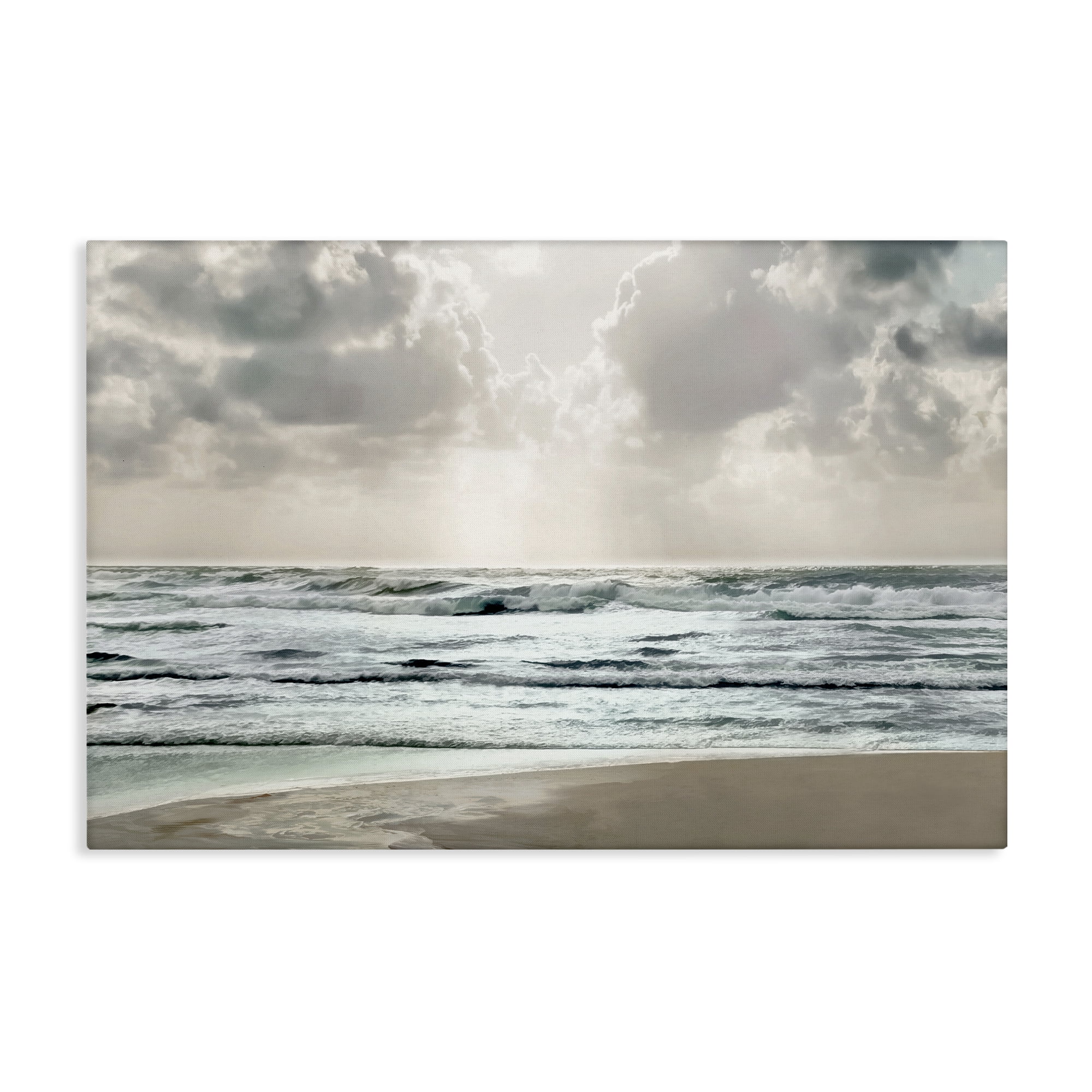 Stupell Industries Cloudy Sunlight Beach Landscape Photography Gallery Wrapped Canvas Art Print Wall Art, 45 x 30