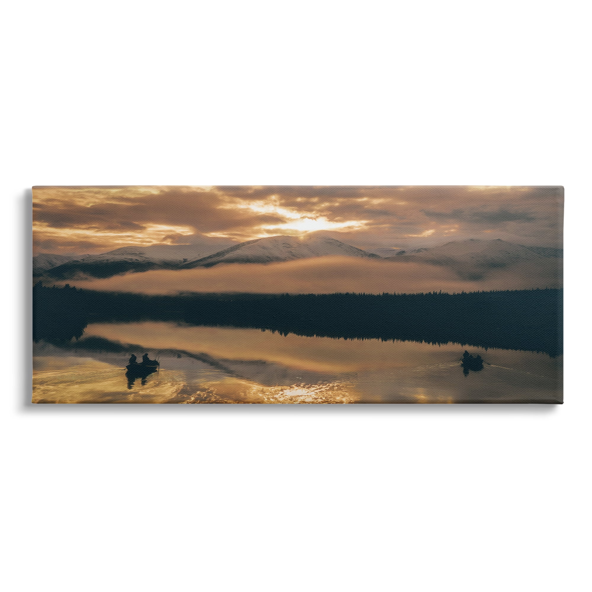 Stupell Industries Cloudy Sunset Boaters Landscape Photography Gallery Wrapped Canvas Art Print Wall Art, 48 x 20