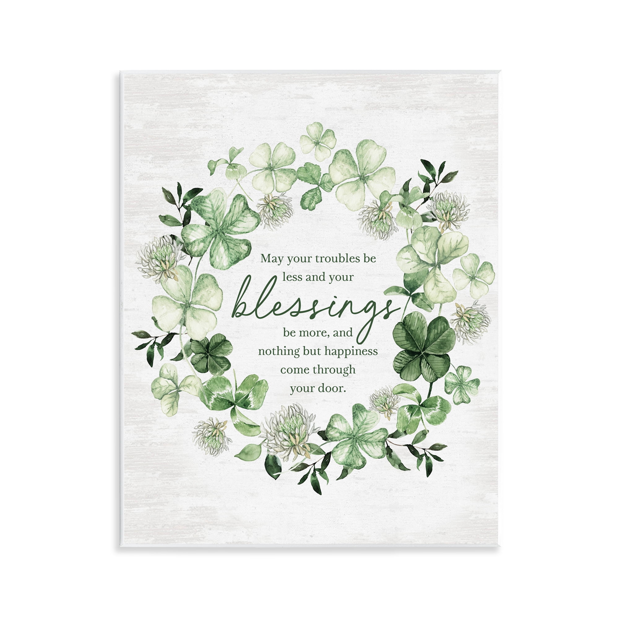 Stupell Industries Clover Wreath Blessing Botanical & Floral Painting Unframed Art Print Wall Art, 11 x 14