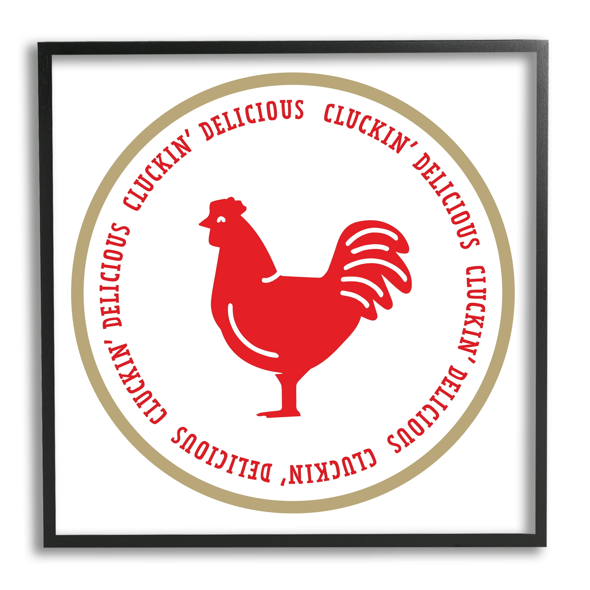 Stupell Industries Cluckin' Delicious Phrase Animals & Insects Painting Black Framed Art Print Wall Art, 24 x 24