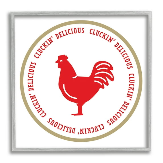 Stupell Industries Cluckin' Delicious Phrase Animals & Insects Painting Gray Framed Art Print Wall Art, 17 x 17