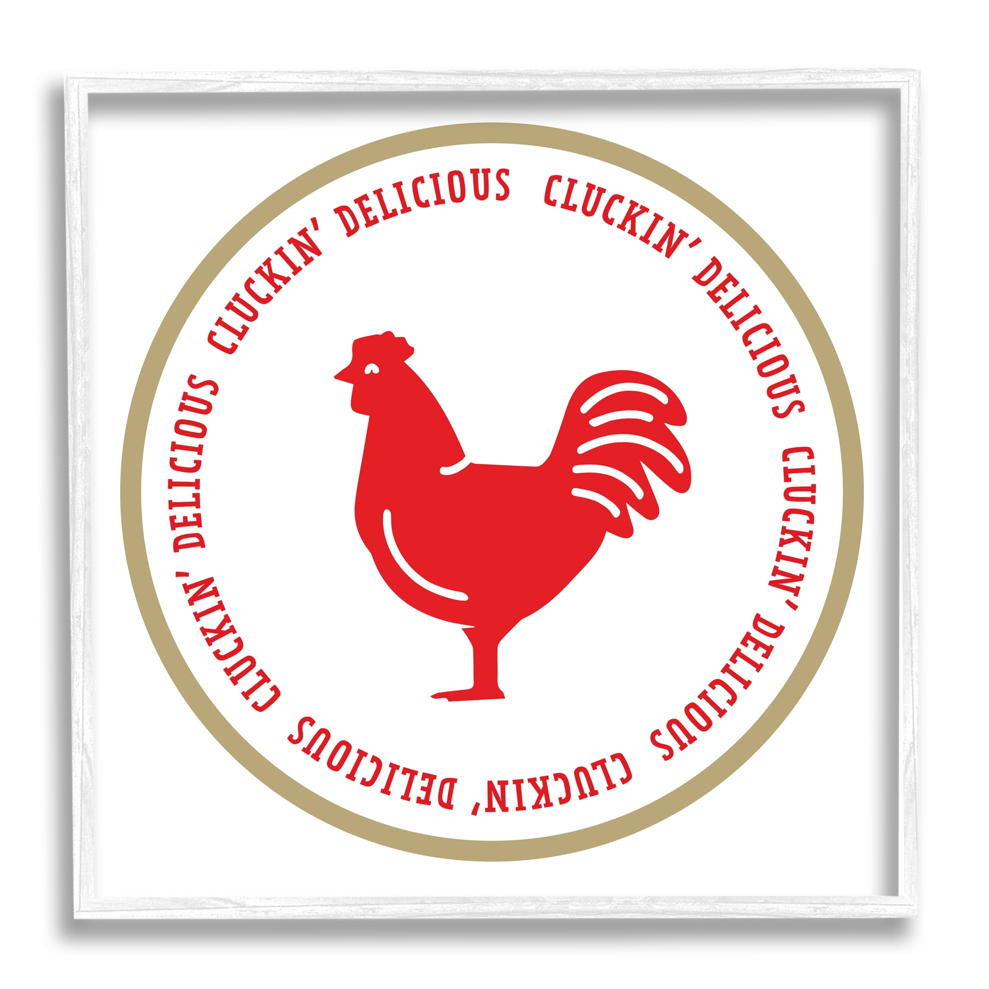 Stupell Industries Cluckin' Delicious Phrase Animals & Insects Painting White Framed Art Print Wall Art, 12 x 12