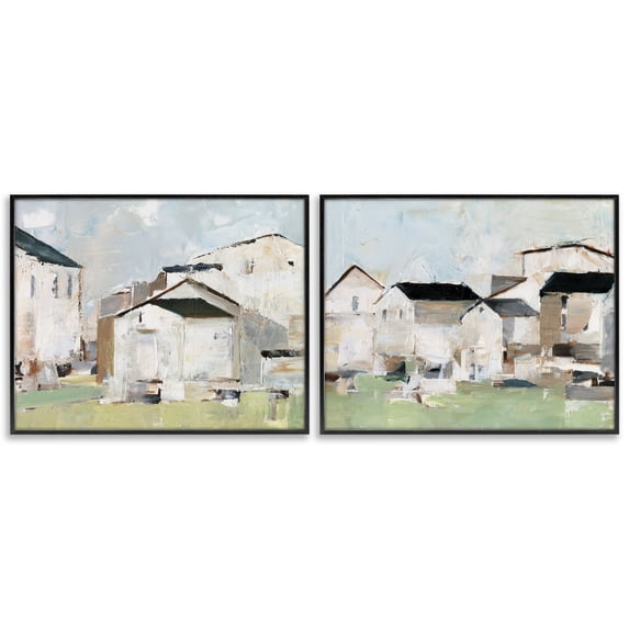 Stupell Industries Contemporary Cluster of Houses View Black 2pc Framed Giclee Art Set, 14 x 11 each, by Ethan Harper