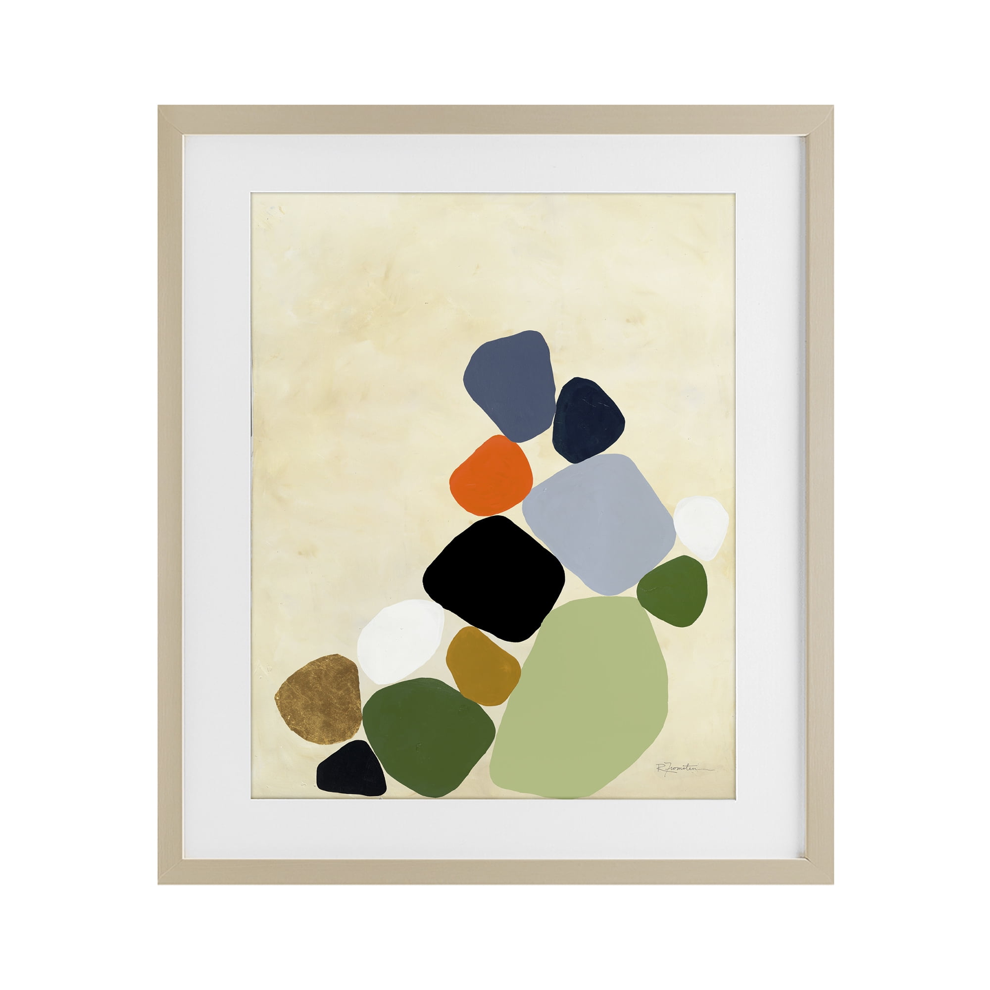 Stupell Industries Cluster of Minimal Pebbles Birch Framed Print Under Glass, design by Ruth Fromstein