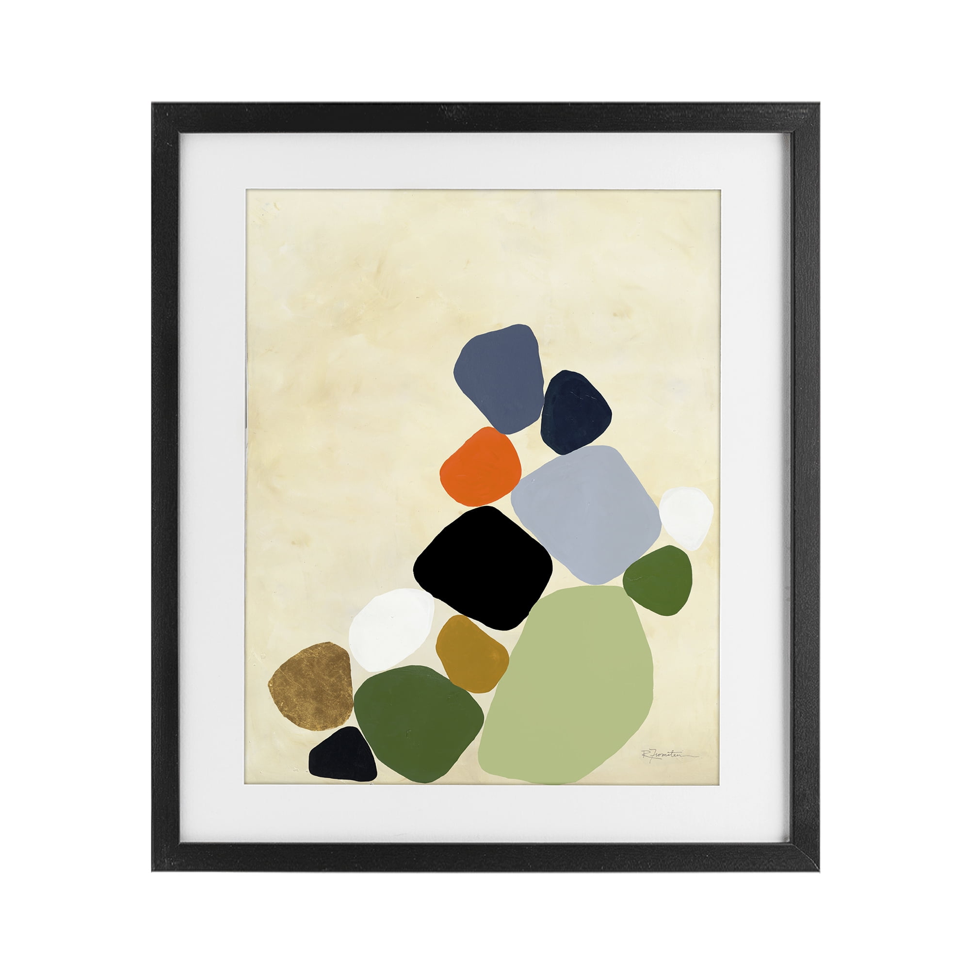 Stupell Industries Cluster of Minimal Pebbles Black Framed Print Under Glass, design by Ruth Fromstein
