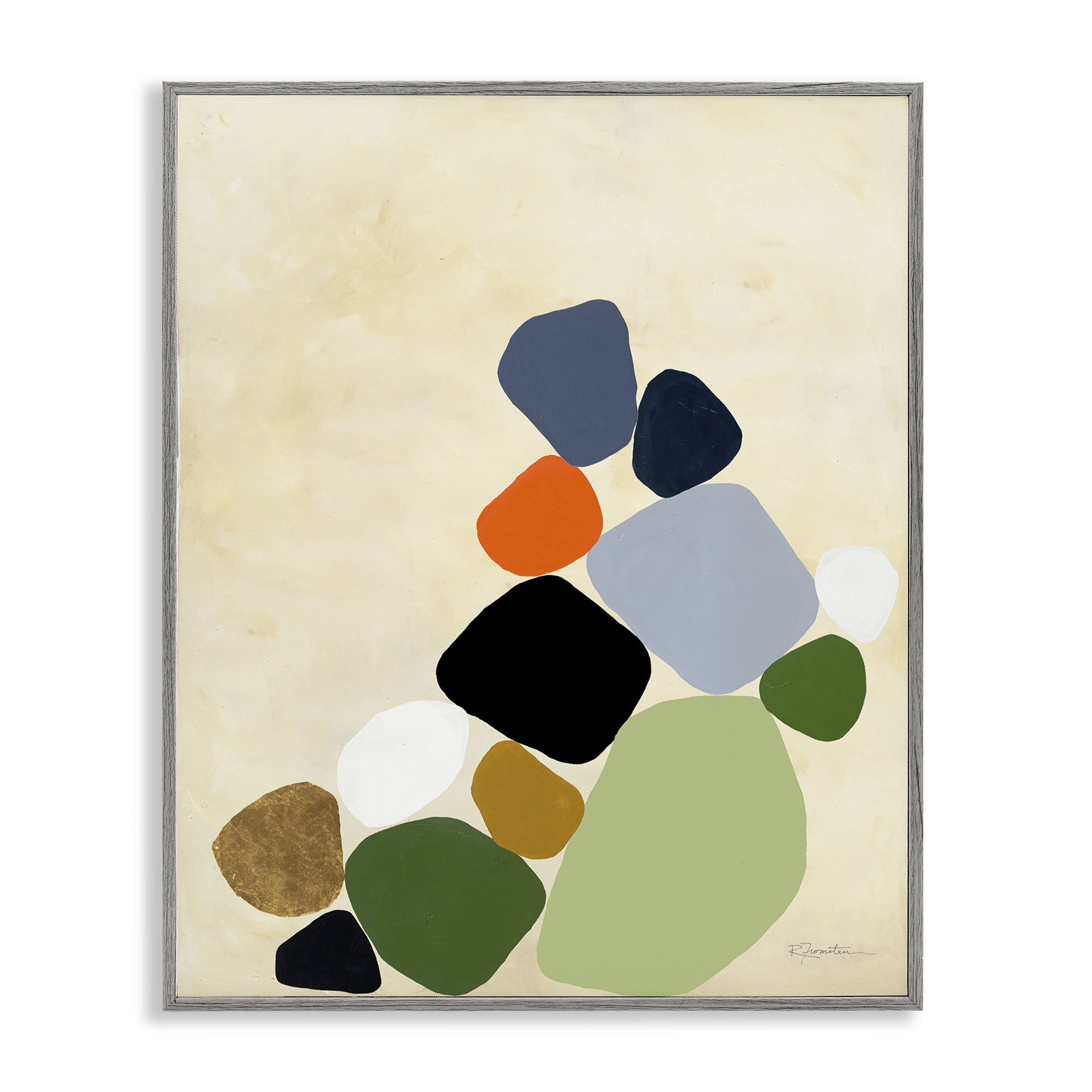 Stupell Industries Cluster of Minimal Pebbles Gray Framed Giclee Art, design by Ruth Fromstein