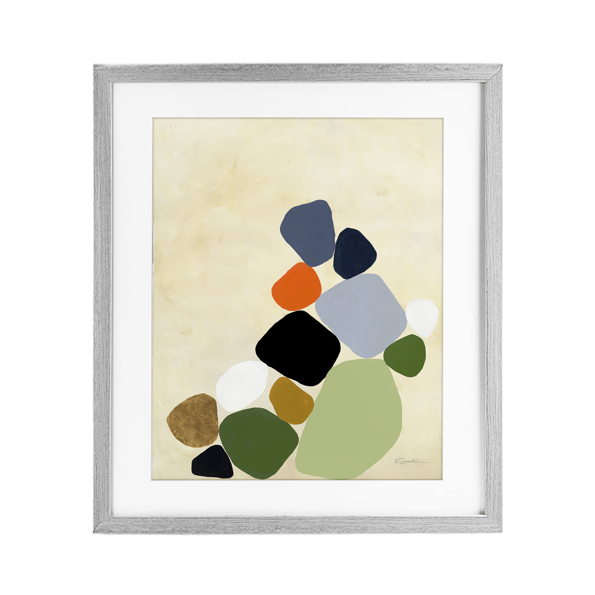 Stupell Industries Cluster of Minimal Pebbles Gray Framed Print Under Glass, design by Ruth Fromstein