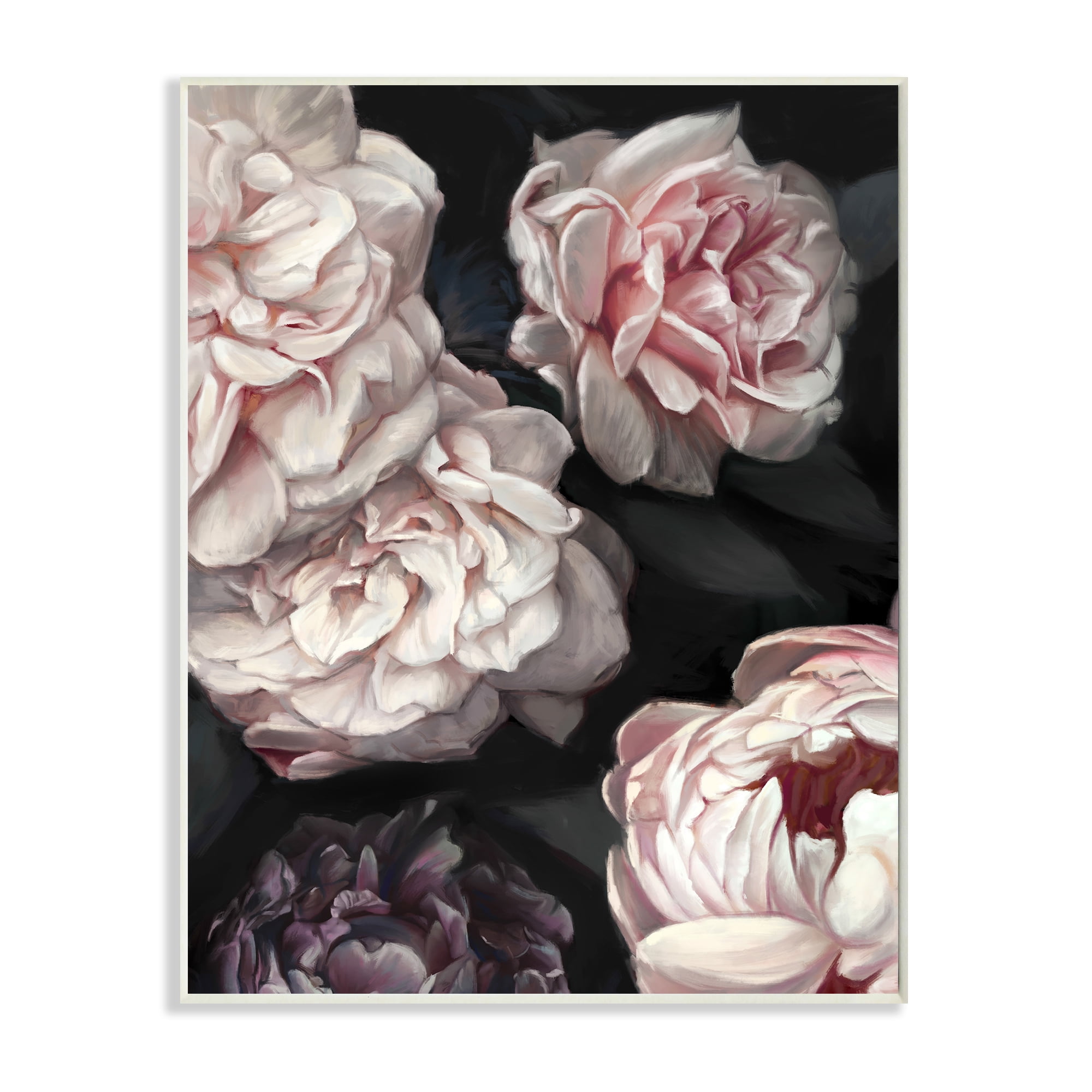 Elegant Pink and White Floral MDF Wood Wall Plaque