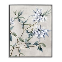Stupell Industries Clusters of White Flowers Floral Painting Black Framed Art Print Wall Art, 11 x 14