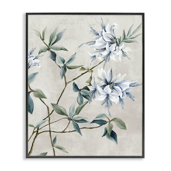 Stupell Industries Clusters of White Flowers Floral Painting Black Framed Art Print Wall Art, 11 x 14