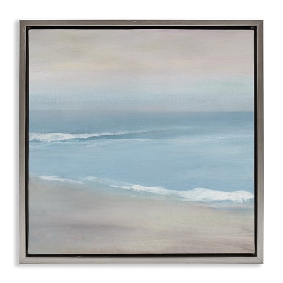 Stupell Industries Coalescing Ocean & Shore Landscape & Nature Painting Gray Floater Framed Canvas Art Print Wall Art, 25 x 25