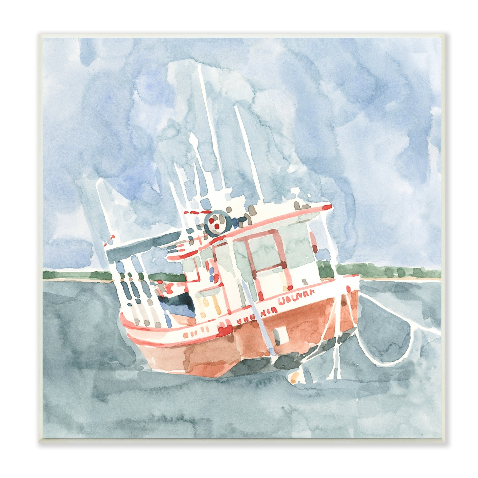 Stupell Industries Coast Guard Boat Transportation Ocean Watercraft ,12 x 12, Design by Emma Caroline