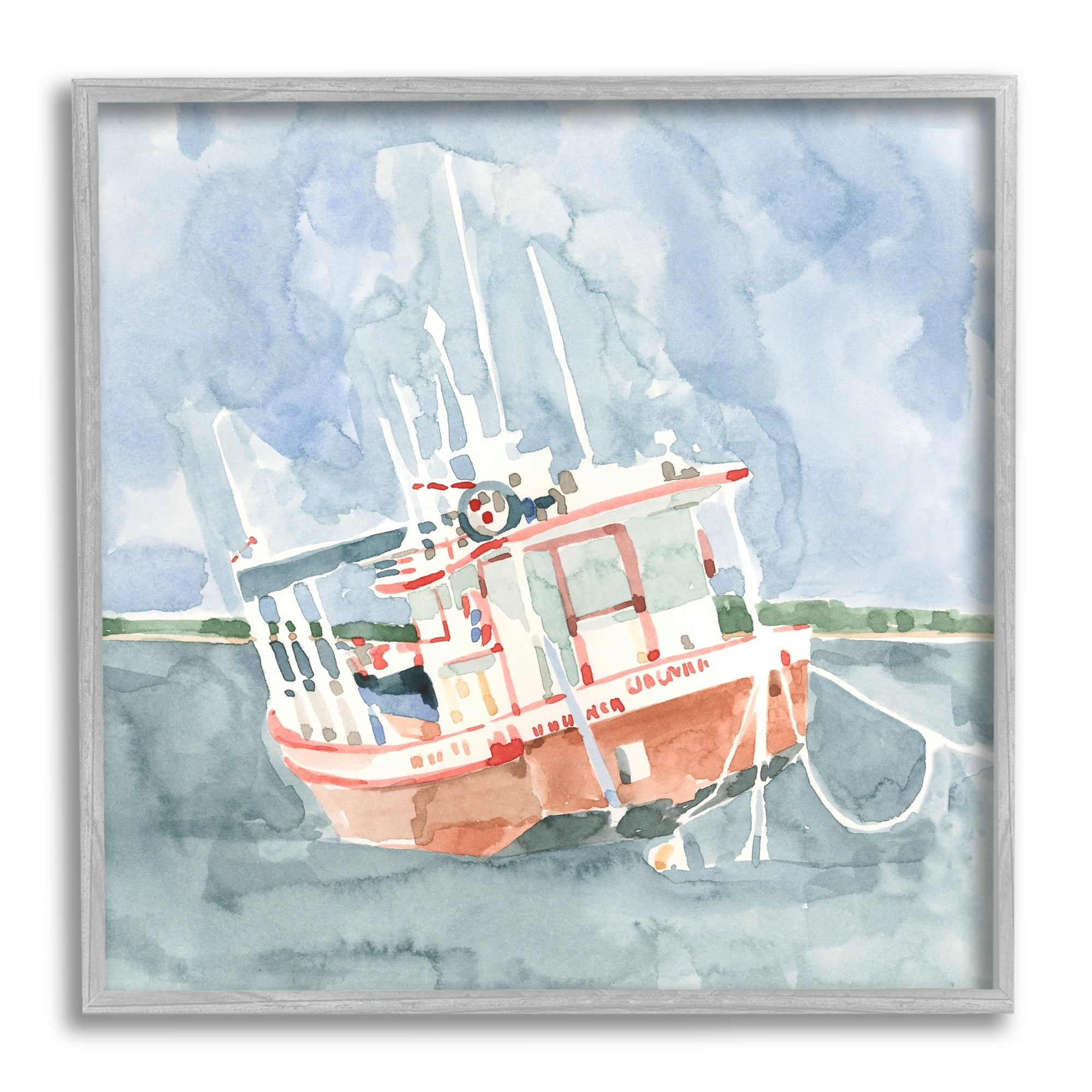 Stupell Industries Coast Guard Boat Transportation Ocean Watercraft ,24 x 24, Design by Emma Caroline