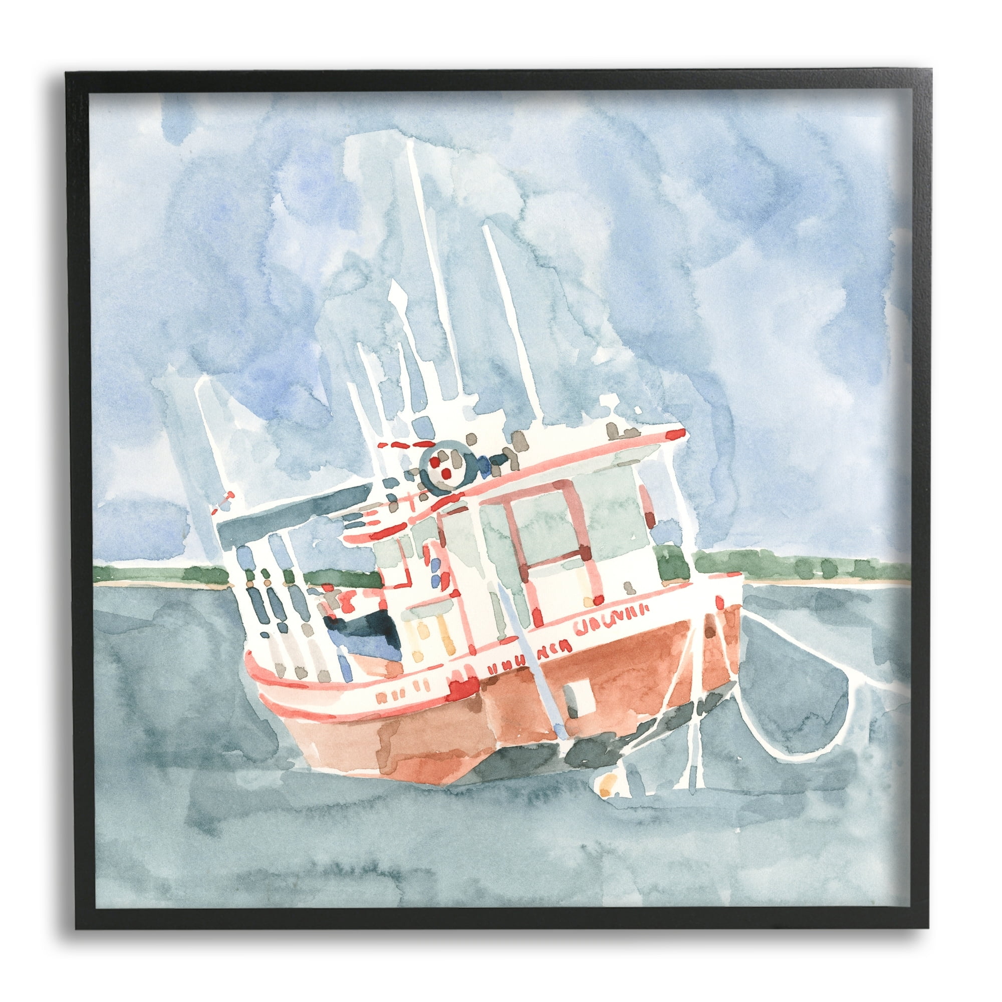 Stupell Industries Coast Guard Boat Transportation Ocean Watercraft ,24 x 24, Design by Emma Caroline