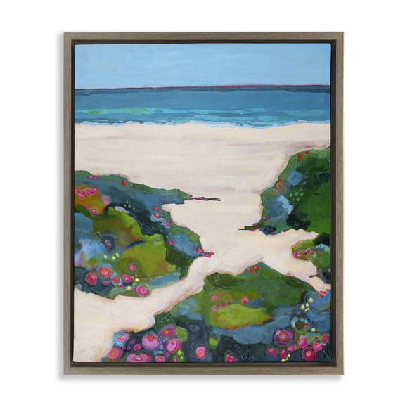 Stupell Industries Tropical Coast Is Clear Landscape Brown Floating Frame Canvas Art, 25 x 31, by Dorothy Holmes Mohler