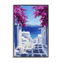 Stupell Industries Coastal Architecture Town Buildings & Architecture Painting Black Framed Art Print Wall Art, 12 x 18