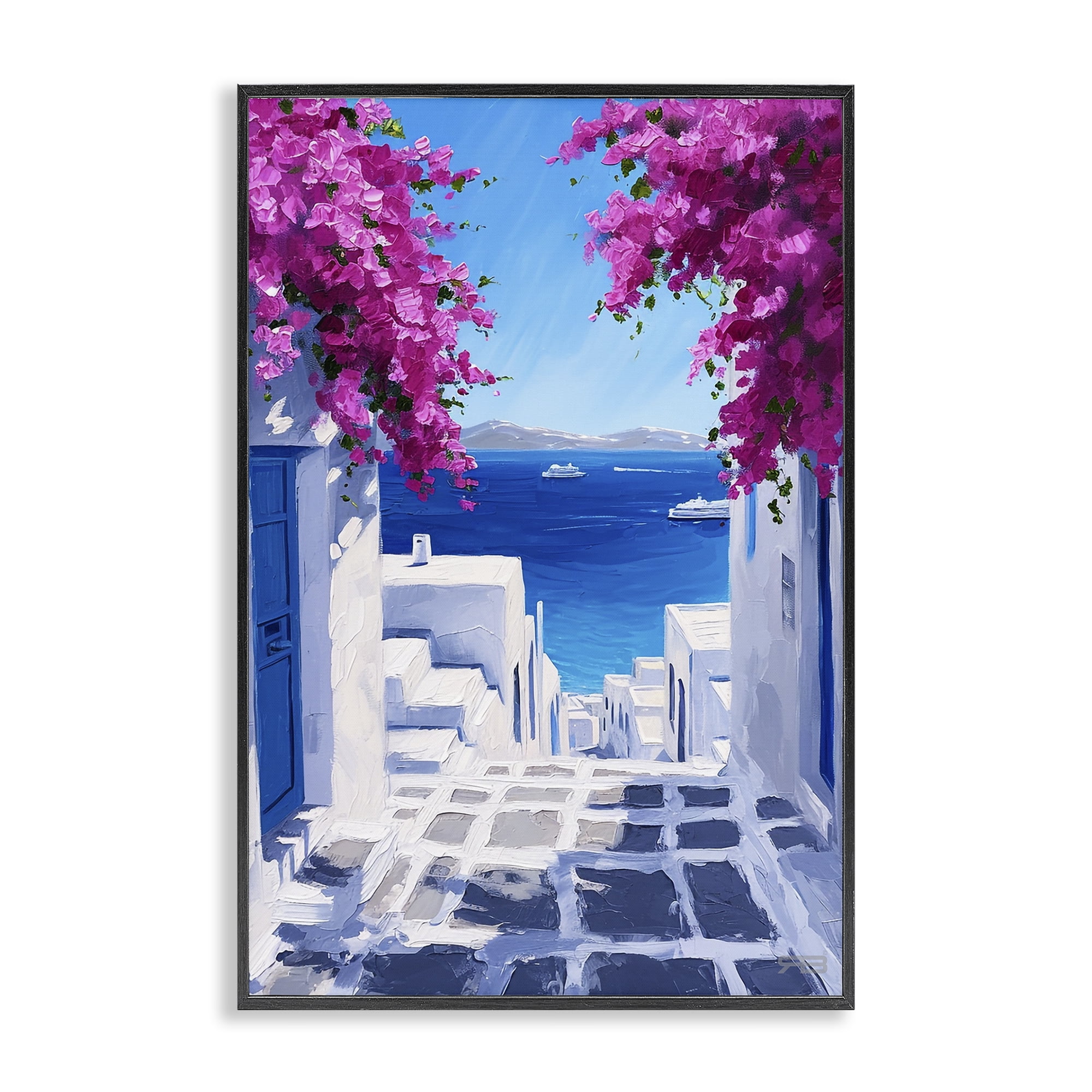 Stupell Industries Coastal Architecture Town Buildings & Architecture Painting Black Framed Art Print Wall Art, 16 x 24