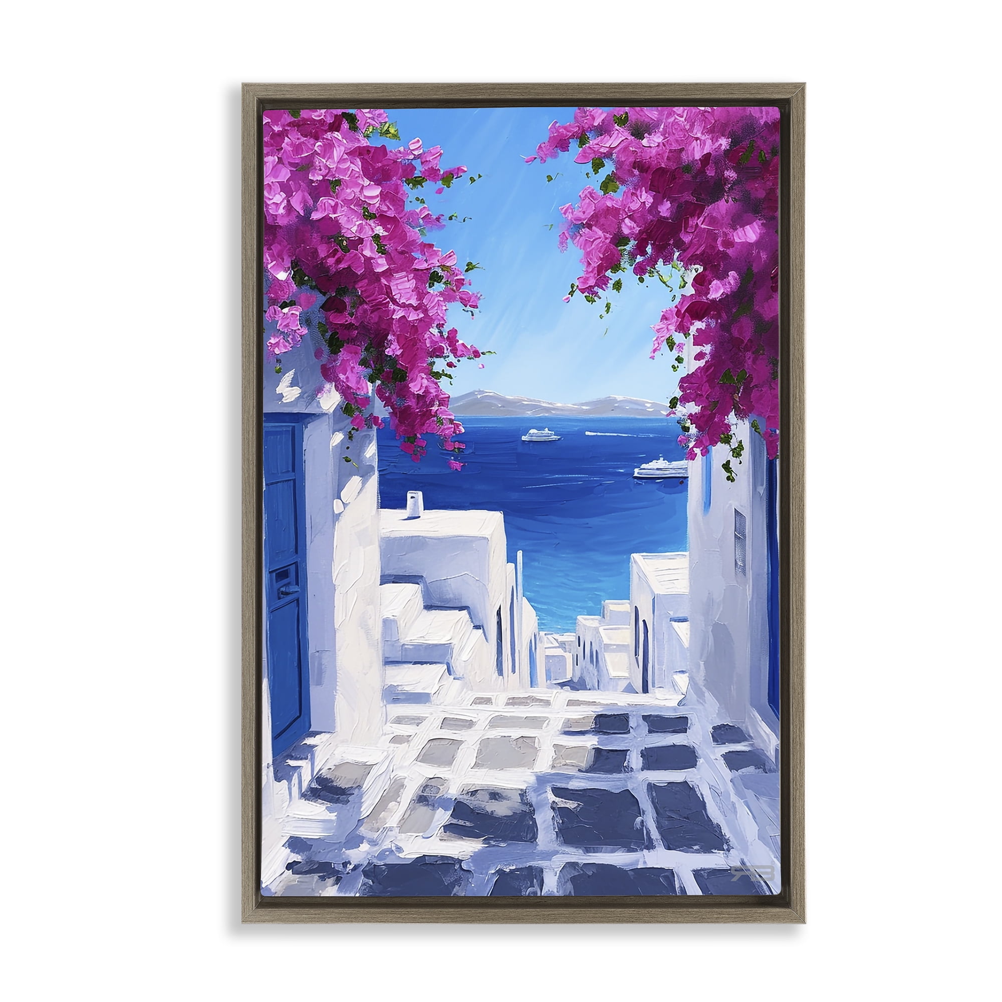 Stupell Industries Coastal Architecture Town Buildings & Architecture Painting Brown Floater Framed Canvas Art Print Wall Art, 21 x 31