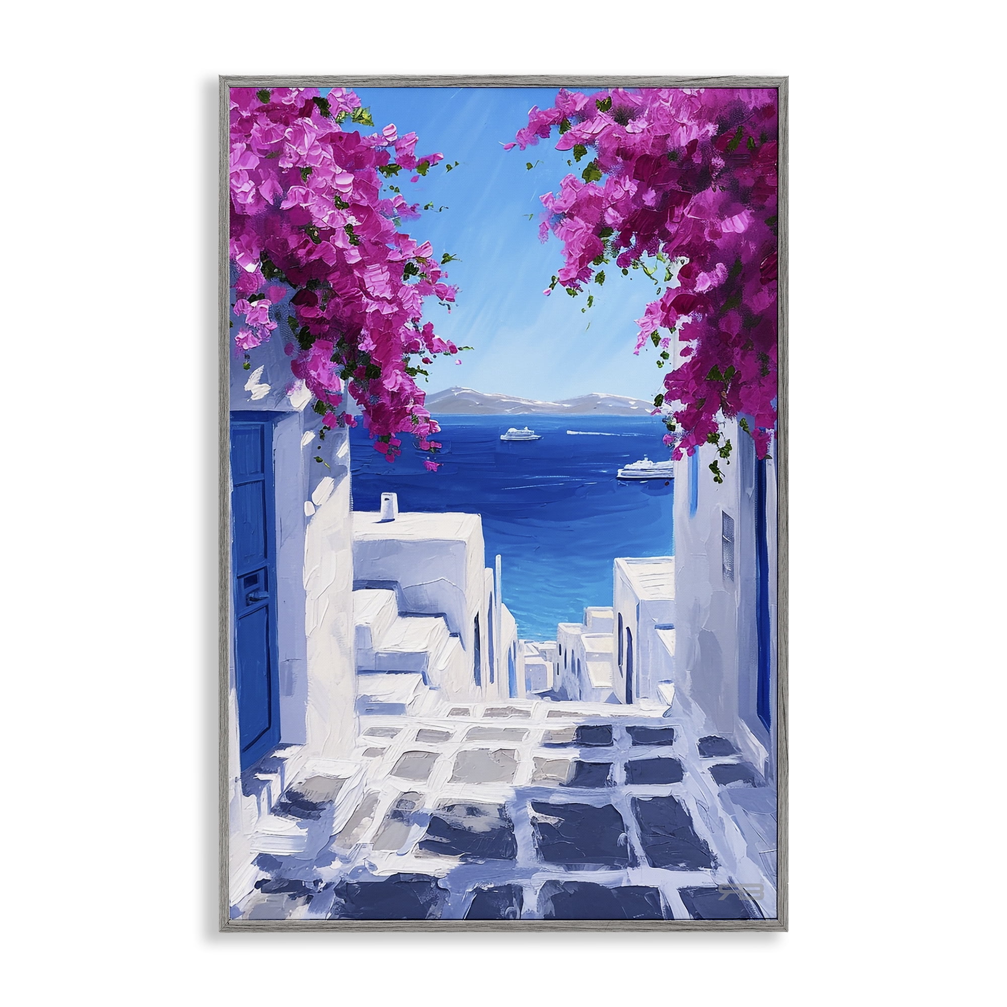 Stupell Industries Coastal Architecture Town Buildings & Architecture Painting Gray Framed Art Print Wall Art, 12 x 18