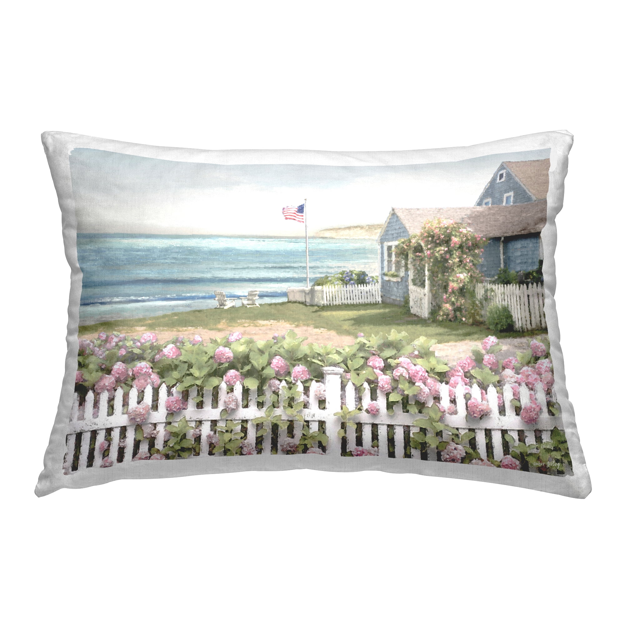 Stupell Industries Coastal Bay Cottage Decorative Printed Throw Pillow Design by Amber Sterling.