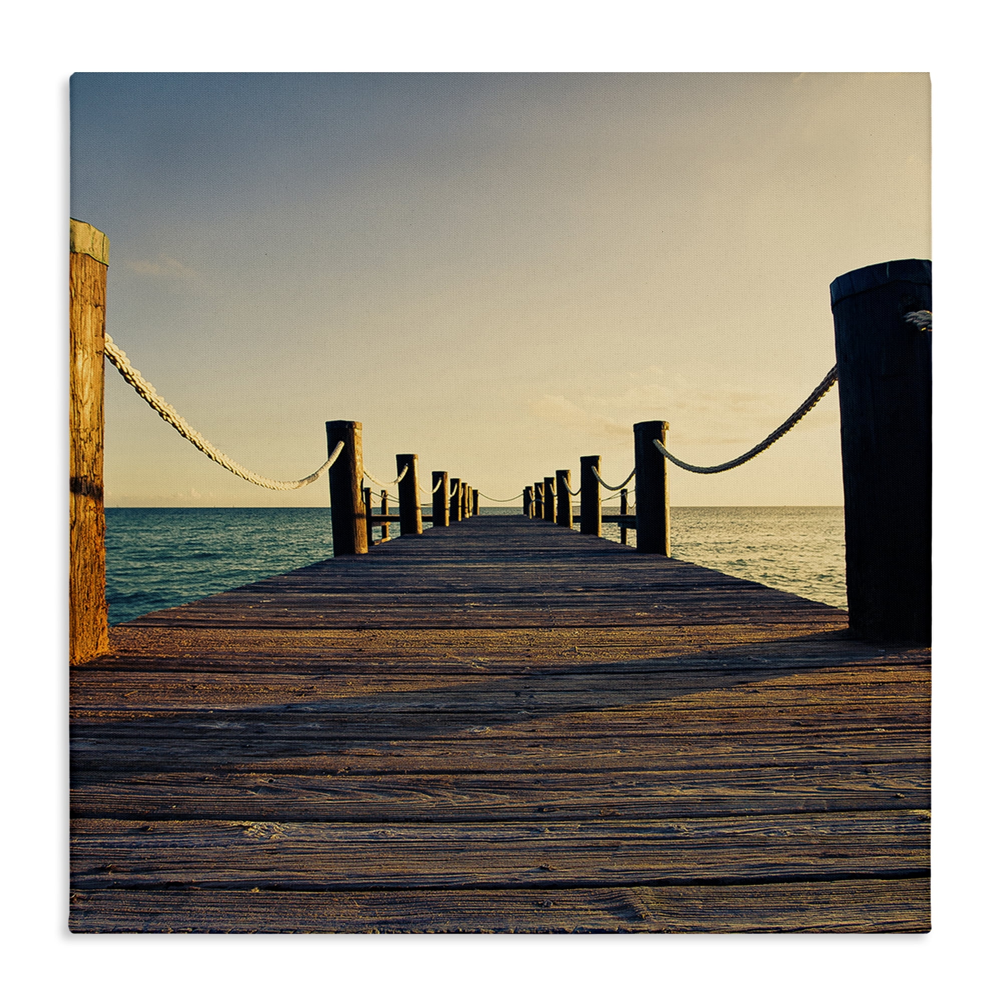 Stupell Industries Coastal Beach Dock Nautical & Beach Photography Wrapped Canvas Art Print Wall Art, 36 x 36