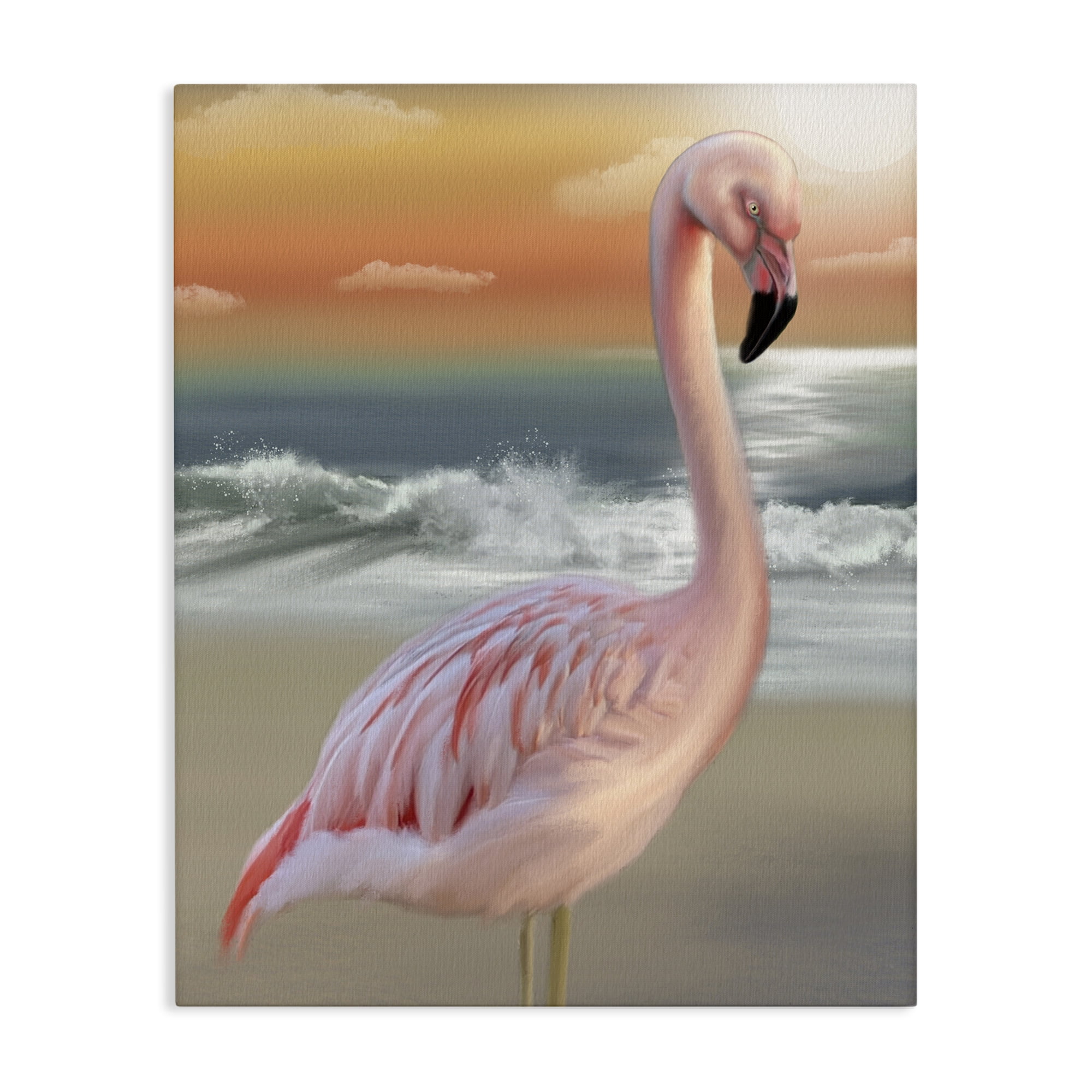 Stupell Industries Coastal Beach Flamingo Canvas Wall Art, design by Matthew Piotrowicz