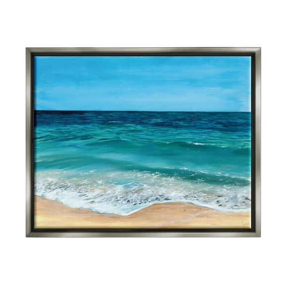 Stupell Industries Coastal Beach Foam Nature Painting Gray Floater Framed Art Print Wall Art, 31 x 25