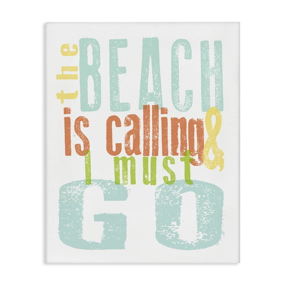 Stupell Industries Coastal Beach Is Calling I Must Go Phrase Canvas Art, 36 x 48, by Alli Rogosich