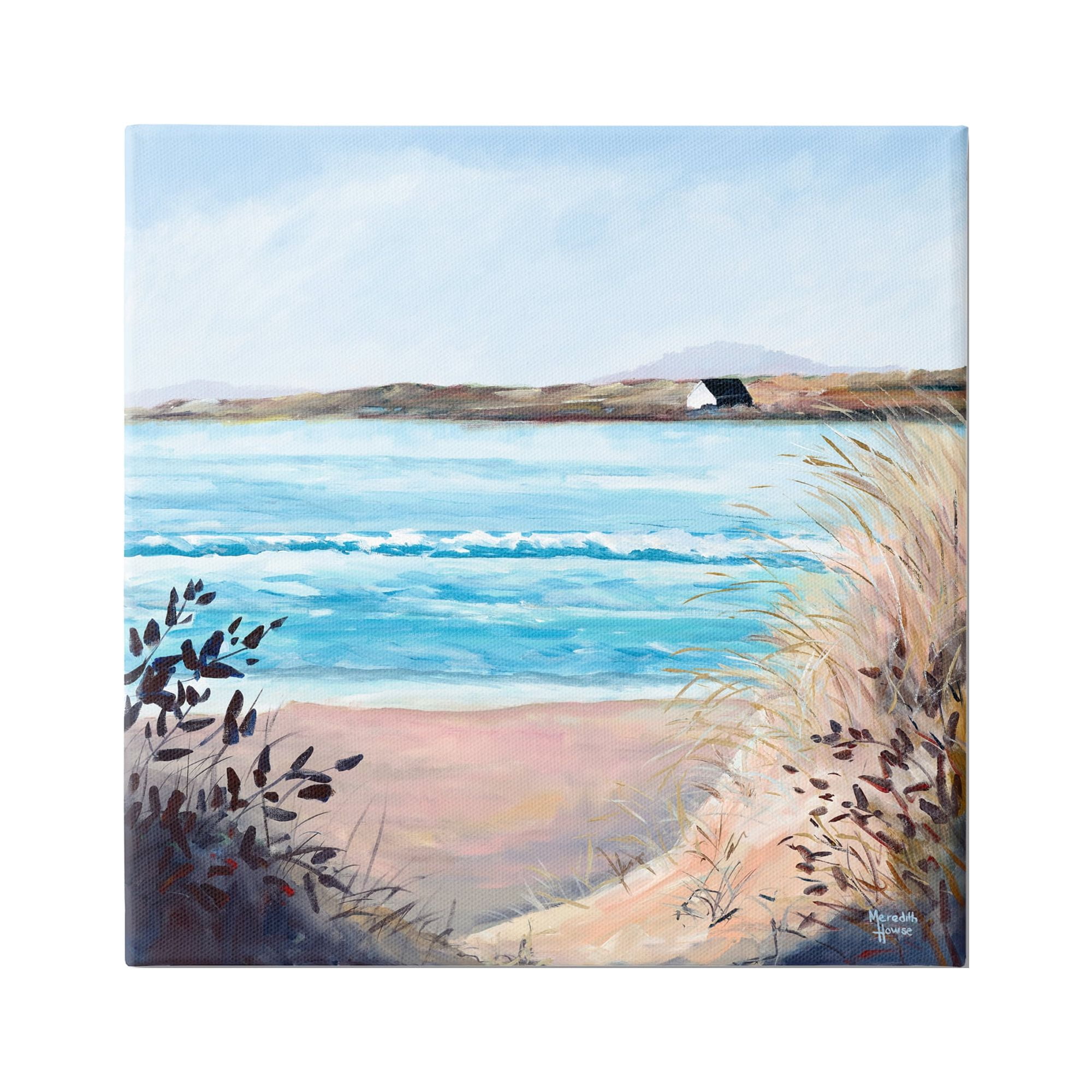 Stupell Industries Coastal Beach Landscape Landscape Painting Gallery Wrapped Canvas Art Print Wall Art, 30 x 30