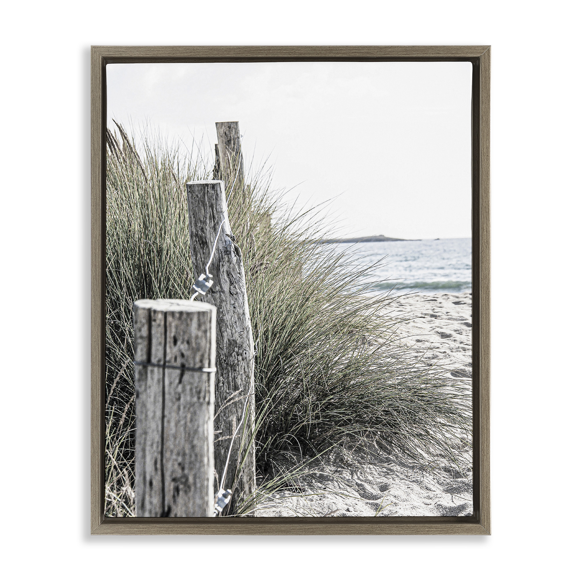 Stupell Industries Coastal Beach Landscape Landscape Photography Brown Floater Framed Canvas Art Print Wall Art, 25 x 31