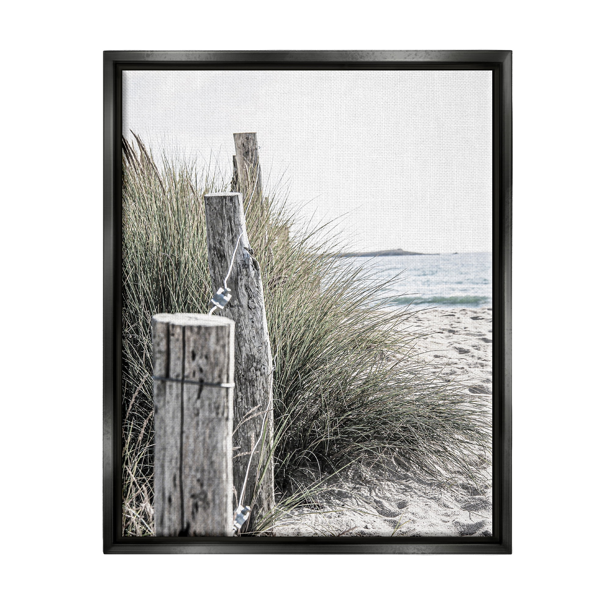Stupell Industries Coastal Beach Landscape Nature Photography Black Floater Framed Art Print Wall Art, 17 x 21