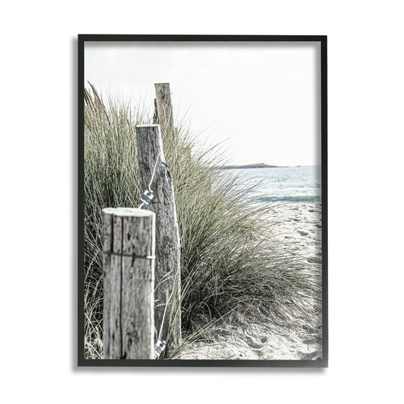 Stupell Industries Coastal Beach Landscape Nature Photography Black Framed Art Print Wall Art, 11 x 14
