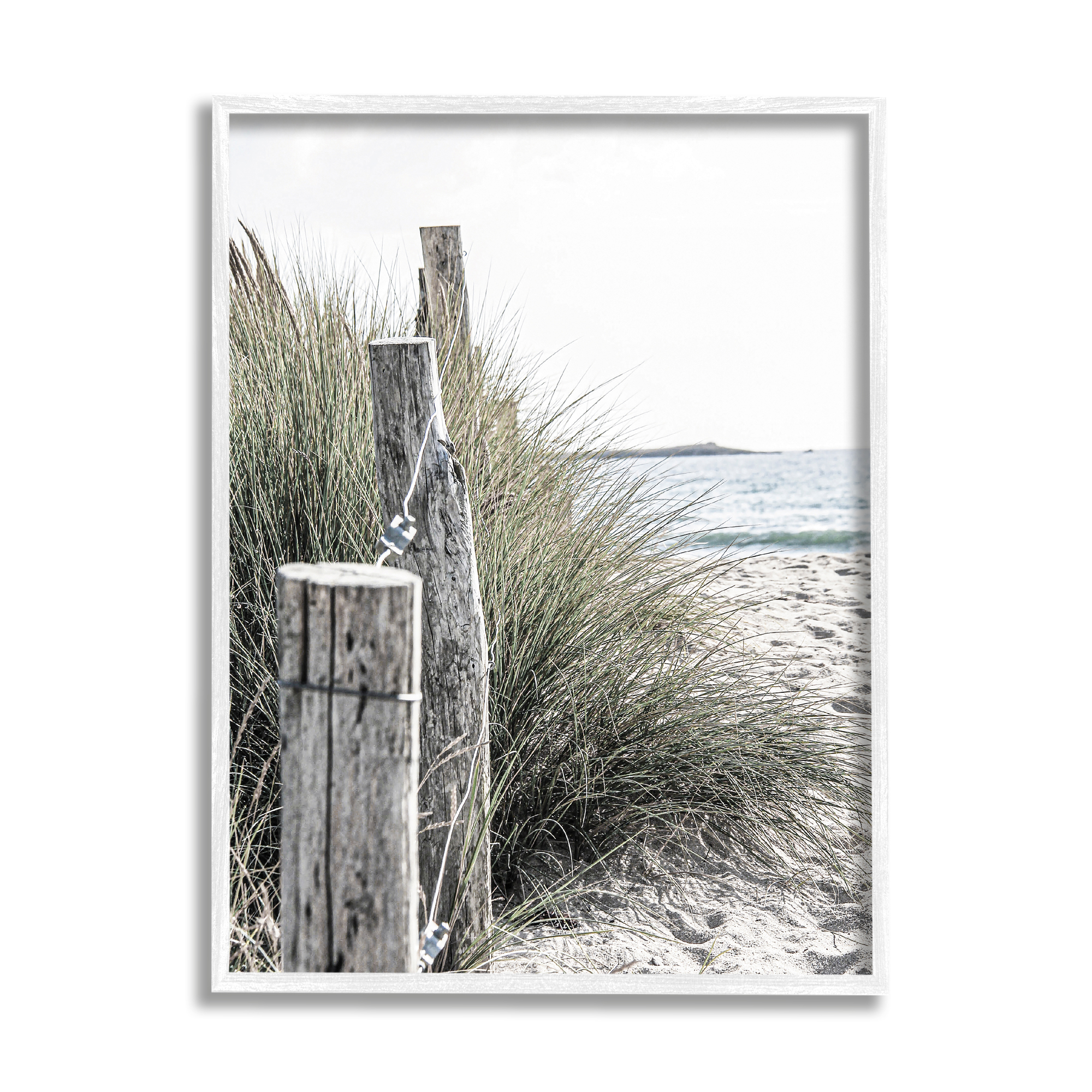 Stupell Industries Coastal Beach Landscape Nature Photography White Framed Art Print Wall Art, 16 x 20