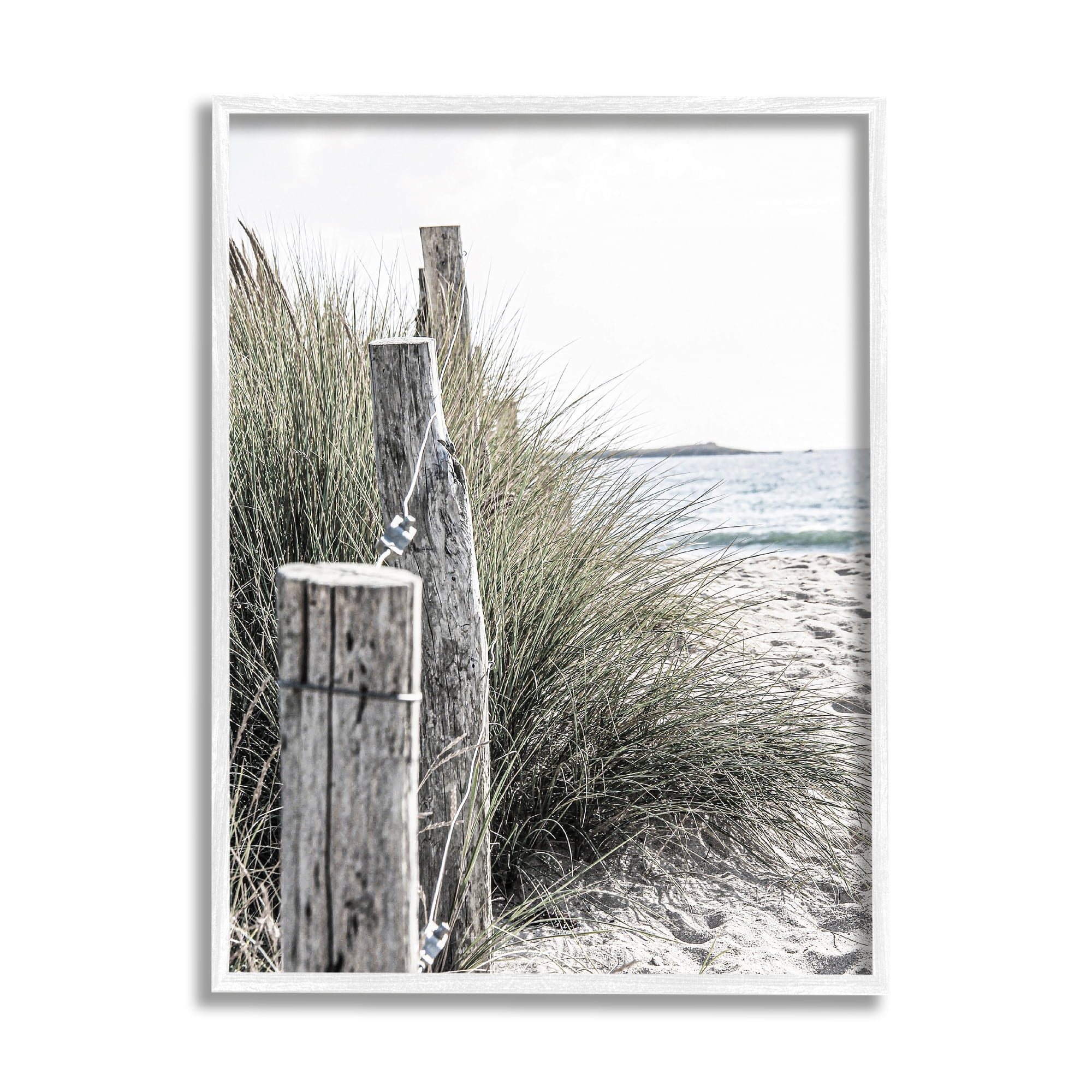 Stupell Industries Coastal Beach Landscape Nature Photography White Framed Art Print Wall Art, 24 x 30