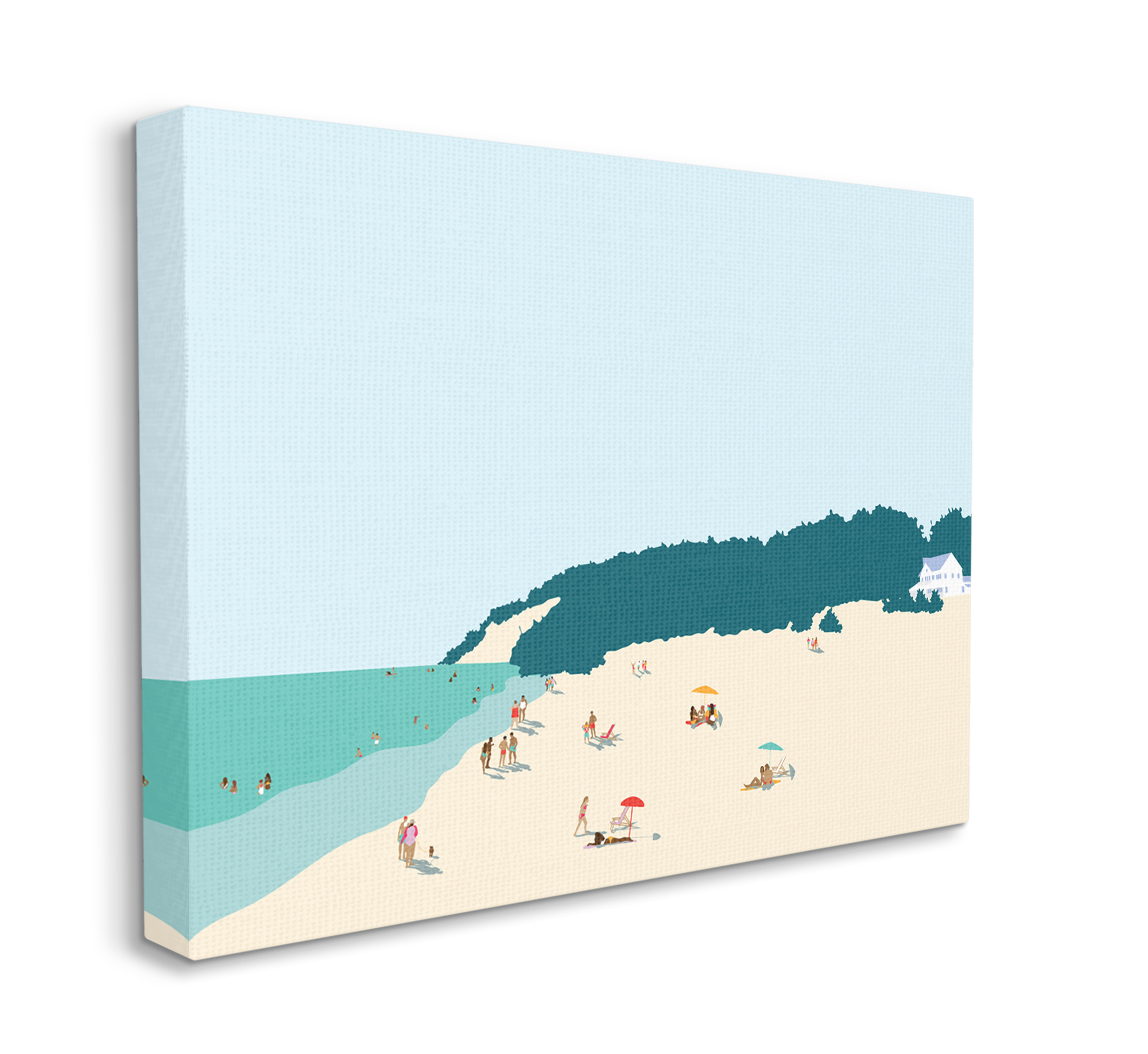 Stupell Industries Coastal Beach Landscape Summer Umbrella Sunbathers Canvas Wall Art, 16 x 20, Design by Victoria Kukla