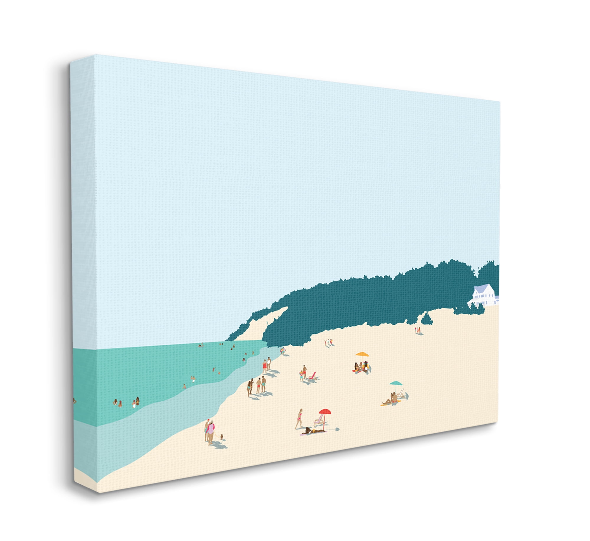 Stupell Industries Coastal Beach Landscape Summer Umbrella Sunbathers Canvas Wall Art, 30 x 40, Design by Victoria Kukla