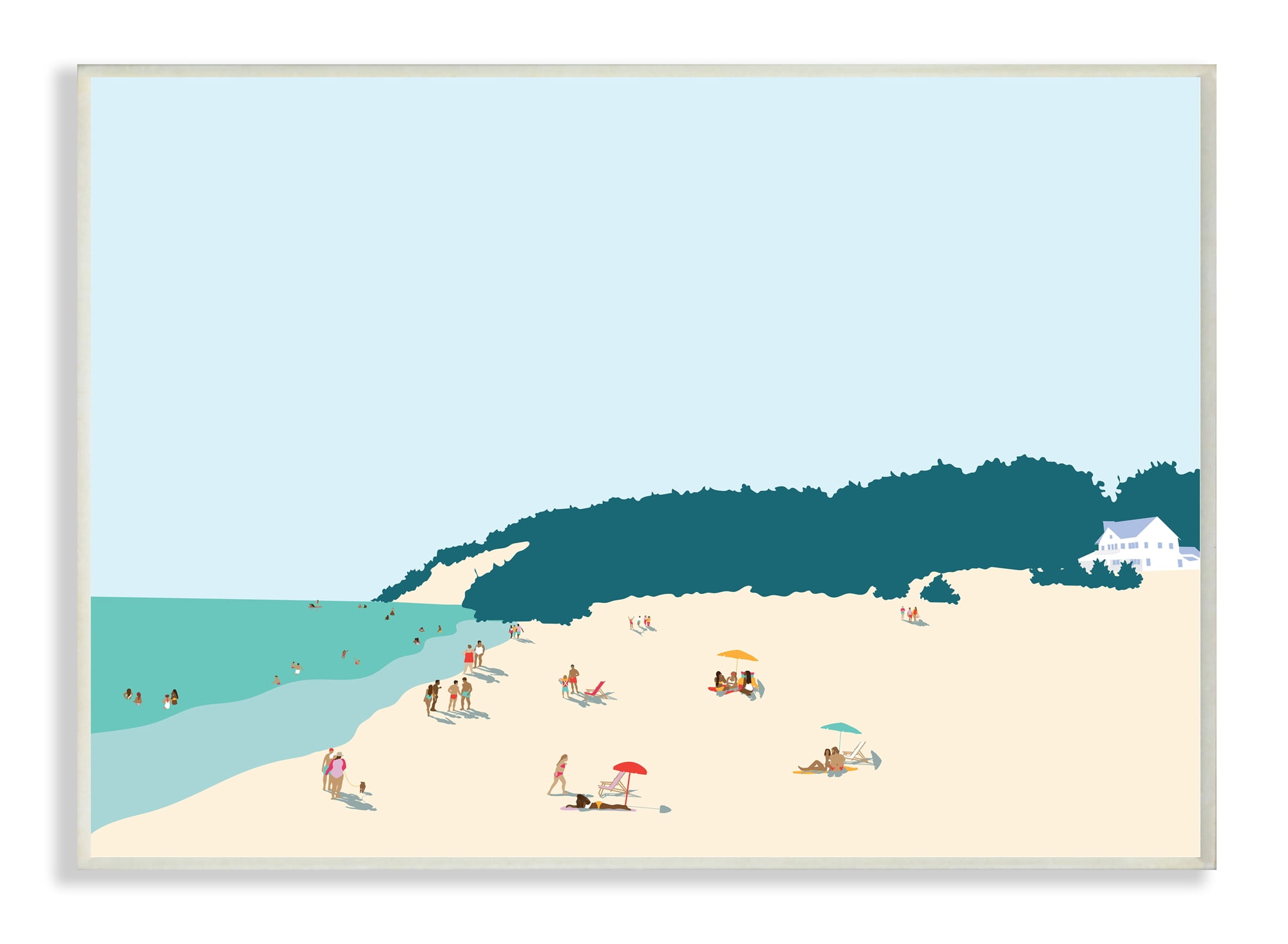 Stupell Industries Coastal Beach Landscape Summer Umbrella Sunbathers Wall Plaque, 13 x 19, Design by Victoria Kukla
