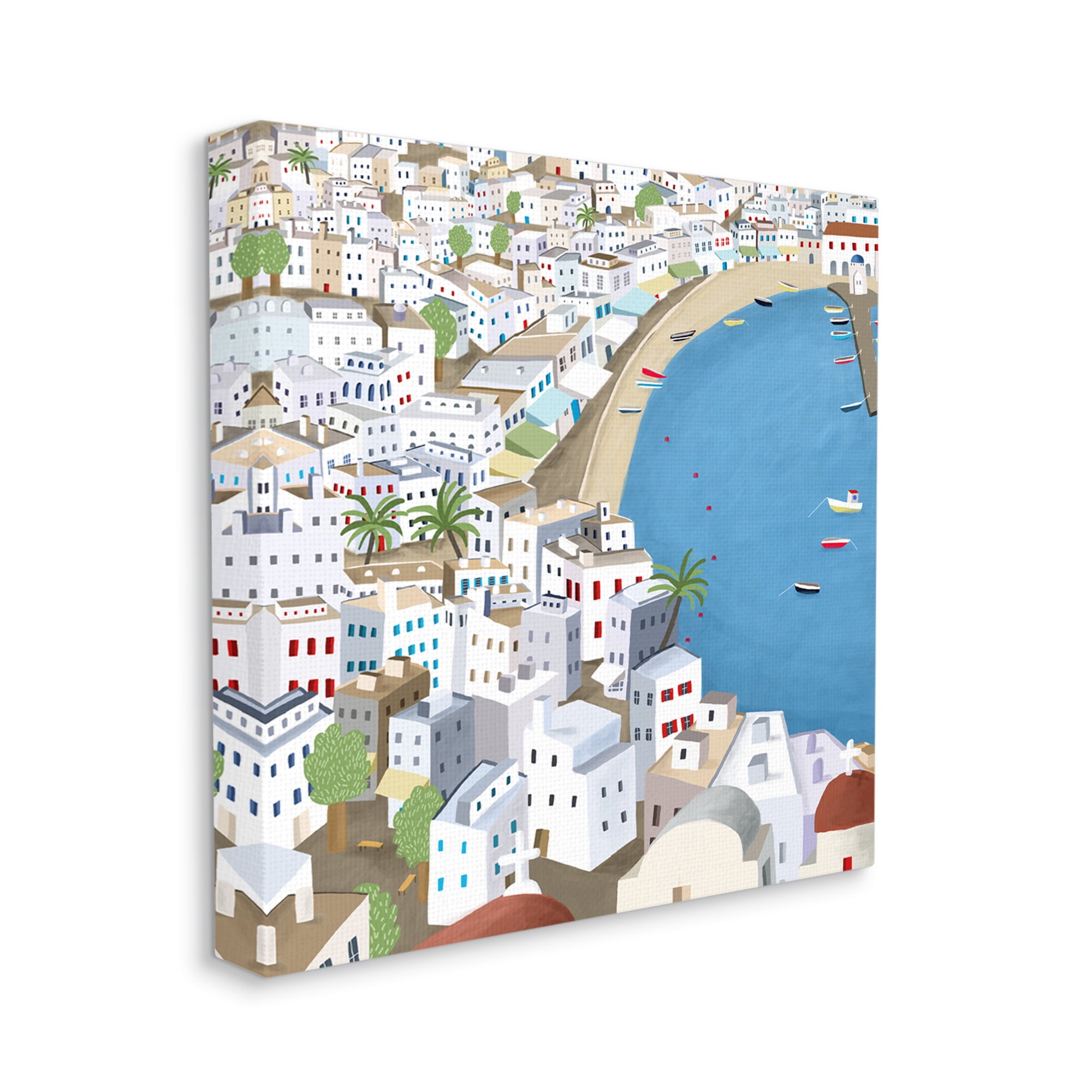 Stupell Industries Coastal Beach Mykonos Cityscape Greek Destination Canvas Wall Art, 36 x 36, Design by Carla Daly