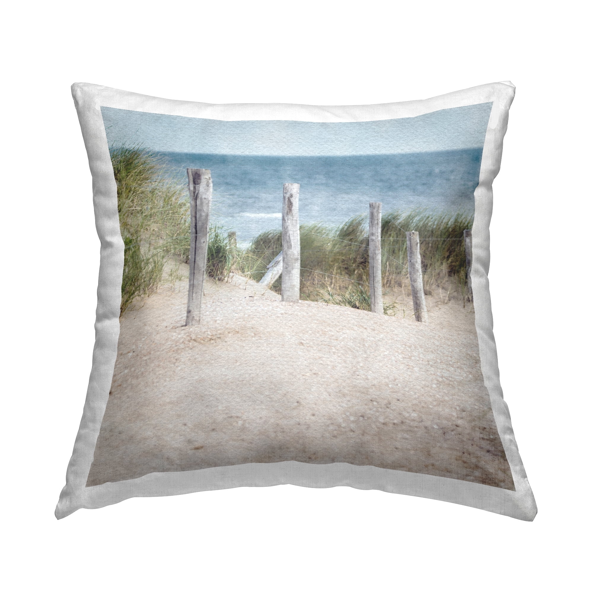 Stupell Industries Coastal Beach Path Square Decorative Printed Throw Pillow, 18 x 18