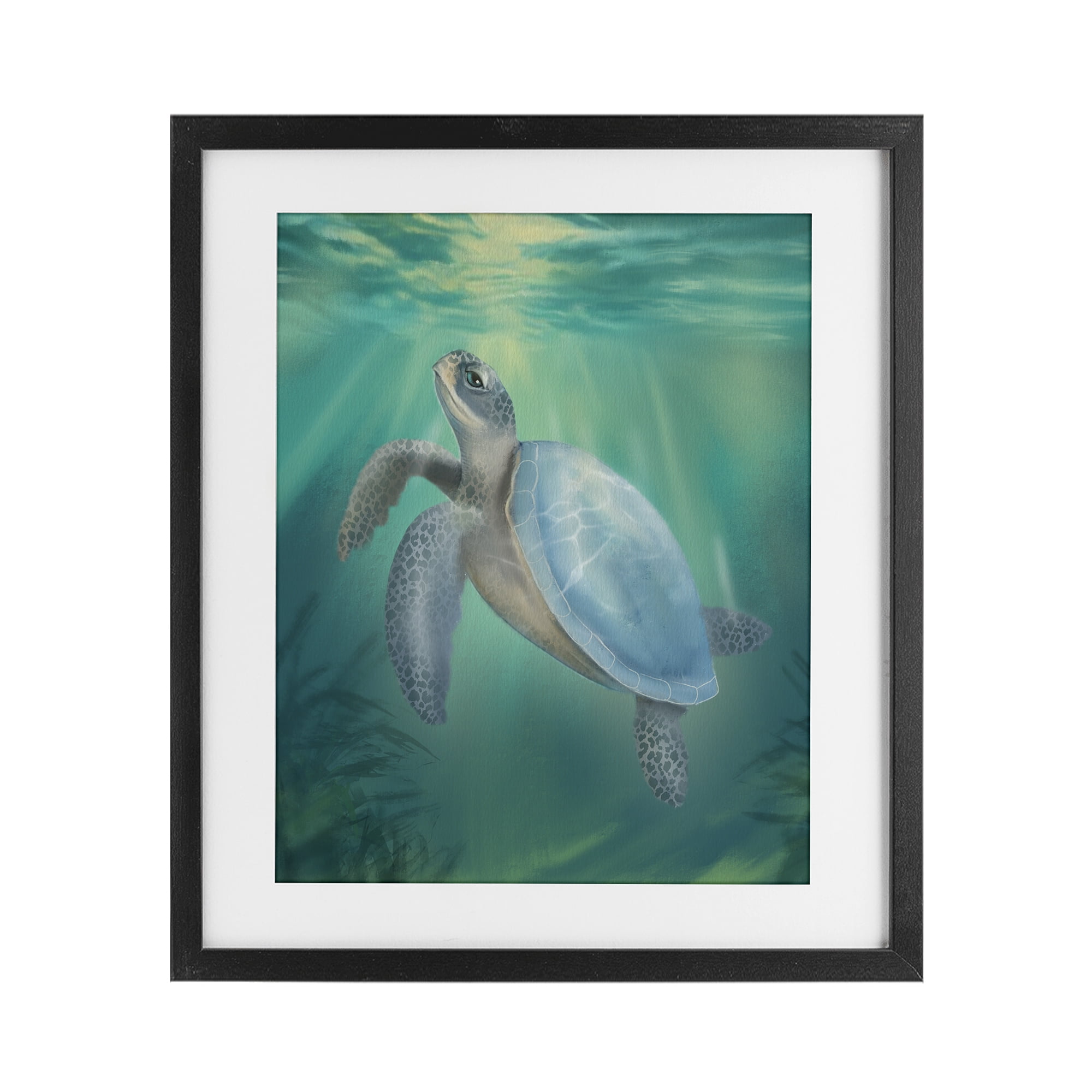 Stupell Industries Coastal Beach Sea Turtle Black Framed Print Under Glass, design by Matthew Piotrowicz