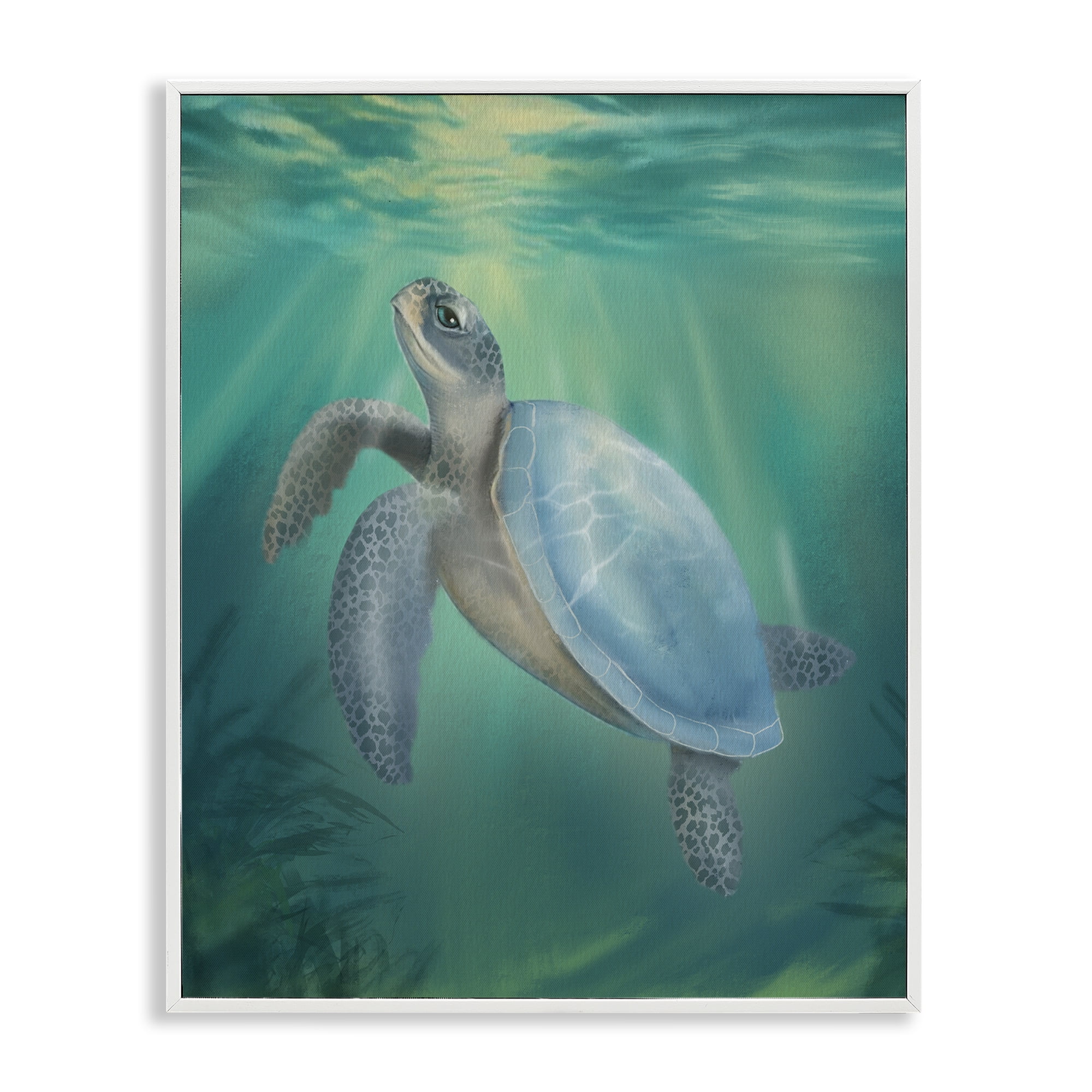 Stupell Industries Coastal Beach Sea Turtle White Framed Giclee Art, design by Matthew Piotrowicz