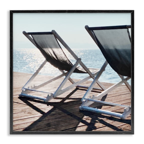 Stupell Industries Coastal Beach Shadow Reach Black Framed Giclee Art, 12 x 12, by Noah Bay